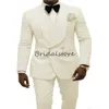 Ivory Boho Wedding Tuxedos Dwuk kawałek Slim Fit Wedding Grooms Tuxedos 2020 Mężczyźni Tuxedos Pana młodego Garnitury Ślub Mężczyzna Western Style Garnitury Tanie