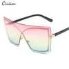 Мода Big Frame Негабаритные квадратные солнцезащитные очки женщин дизайнер бренд 2020 Новый Rimless Flat Top Gradient Sun Glasses Clear Shades7450549
