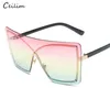 Fashion Big Frame Oversized Square Sunglasses Women Brand Designer 2020 New Rimless Flat Top Gradient Sun Glasses Clear Shades3315894