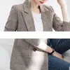 Femmes Blazer veste printemps 2020 nouveau décontracté à manches longues Plaid dames Blazer Version coréenne mince tempérament femmes costume veste 4XL