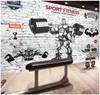 Beställnings- foto bakgrundsbilder för väggar 3d gymmärken retro tegelvägg muskulös man sport gym club bild vägg bakgrund dekorativa väggpapper