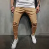 Pantalons pour hommes Fashion Hole Casual Pencilpants Mid Men Cordon Jogger Solide Loisirs Mâle Pantalon de survêtement
