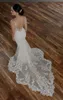 Sexiga Backless Mermaid Bröllopsklänningar 2021 Spaghetti Straps Lace Applique Boho Beach Fishtail Brides Grows Sweep Train Vestidos Al6758