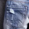 Men's Jeans Summer Italian Style Fashion Men Retro Blue Top Quality Ripped Denim Shorts Printed Designer Hip Hop Short Homme1