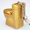 Creatieve compacte aansteker grappige toilet gasaansteker sleutelhanger butaan lichter opgeblazen toilet kom sleutelhanger bar grappig speelgoed voor mannen