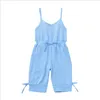 Kids Designer Kläder Tjejer Solid Ärmlös Rompers Sommar Bomull Linne Jumpsuits Bow Sling Onesies Bodysuits Byxor Klättra Kläder BC7578