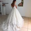 Ball Gown Wedding Dresses 2021 Scoop Sleeveless Open Back Tulle & Lace with Appliques Bridal Gowns Sweep Train Vestidos De Noiva