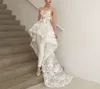 Plus Size gestufte Röcke Hochzeitskleid Tee Länge Vintage Bridal Beach Sheer Kleider Spitzen Applikationen Kleider