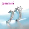 Белый свадебный комплект обручальных колец, ювелирные изделия Promise, обручальные кольца с камнем CZ для женщин, оригинальные серебряные украшения 294K