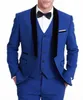 Costume trois pièces pour hommes, manteau et pantalon, costume de marié, bleu Royal, coupe cintrée, Tuxedos, Blazer de mariage formel (veste + pantalon + gilet), dernière conception