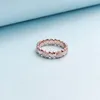 Rose Gold Matte Brilliance Heart Band Ring para Pandora 925 Sterling Silver Wedding Jewelry for Women Girlfriend Gift Designer Love Rings com caixa de varejo original Conjunto