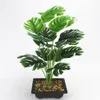 50cm 18fork grande planta artificial Turtle Turtle Tree Folhas Monstera Branch Green Tropical Plant for Bonsai Indoor Decor272r