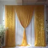 Tenda da sfondo per matrimonio di lusso 3 m di altezza x 3 m di larghezza tenda bianca con drappo di paillettes in seta ghiaccio oro sfondo decorazione della festa nuziale259D
