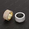 Hip Hop Hommes Bijoux Anneaux De Mode Plaqué Or Glacé Plein CZ Diamant Tennis Anneau Bling Cubique Zircon Amour Anneau De Mariage