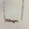 Custom Naam 4MM Tennis chain Namplate Rose Tennis choker Cz Bling Bling Hip Hop Zirconia Sieraden Voor Gift