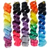 High Qaulity 22inch Ombre Big Wave Curly Colorful Mixed Synthetic Crochet Hair Extensions Braid Knitted Extension Curly Wavy Explosion