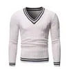 Men's Sweater Fashion Men Casual V-Neck Pullover Man Autumn Warm Slim Fit Long Sleeve Shirt Male Sweaters Knitted Wool