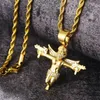 Personalidad rapero callejero joyería oro plata colores CZ arma ángulo colgante collar con cadena de cuerda de 24 pulgadas bonito regalo 5263558