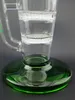 Vase Verre Bong Narguilés Vert Heady et Base 2Later Honeycomb Perc Percolator Conduites D'eau 10.6Inch Tall Dab Rig