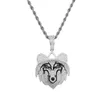 Kubieke Zirkonia Mens Wolf Dog Hanger Ketting Wolf Tide 18K Real Gold Plated Iced Out Gepersonaliseerde Bling Diamond Hip Hop Rapper Partij sieraden Cadeau voor jongens Bijoux