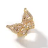 Butterfly CZ Diamond Rings Micro Paved Iced Out Cubic Zircon Fashion Mens Hip Hop Gold Ring Jewelry254e