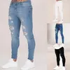 Mens déchiré Jeans décontractés skinny slim ajustement denim pantalon biker jeans hip hop avec pantalon de denim skinny holdel sexy