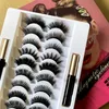 False wimpers vloeistof eyeliner en pincet kit geen lijm magnetisch 10 paren faux wimper natuurlijke herbruikbare wimpers 2 stks eyeliner make -upgereedschap