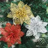 5,9 "Glänsande julblommor Poinsettia Tree Decoration Ornaments Artificial Flowers Festivt Party Supplies