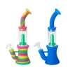 Silicone bong Hookahs with glass bowl Diffuse coloured Portable foldable Smoking Water pipe Bubbler Oil Rig 10 inch Dab Rigs