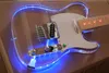 Guitarra atacado fábrica Acrílico Body Electric Com Branco Pickguard, Chrome Hardware, a cor da luz pode ser ajustado pelo The Green switc 9vRv #