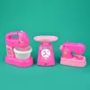 3PCS Children Pretend Play Mini Simulation Appliances Kitchen Toys Pink Light-up & Sound Play House Toy For Kid Educational Gift