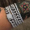 Bracelets en or et argent pour hommes, bijoux en diamant glacé, Miami, chaîne à maillons cubains, Hip Hop, bijoux 195G, 2020