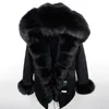 2020 Ny Plus Storlek Vattentät Jacka Vinter Kvinnor Lång Lyxig Stor Real Fur Coat Toppkvalitet Streetwear Hooded Collar