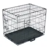 Cage de transport en fil métallique pliable, ferme, pour animaux de compagnie, double porte, chat, chien, avec séparateur et plateau en plastique, noir PTCG01-24192I