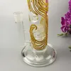 14inch glass water bongs hookahs unique gold pattern oil dab rig birdcage perc percolator for smoking accessories