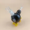 Mini Cute Glass Water Bongs Vattenpipor 4 Inch Black Oil Burner Dab Rig 3 Gula handtag för röktillbehör