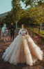 Suknie ślubne sukni balowej jedno ramię cekinowe długie rękawy sukienka ślubna plus rozmiar Rufflus Tiulowe suknie ślubne High Quality1826