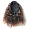 Drawstring Ponytail 인간의 머리 몽골어 Afro Kinky 곱슬 포니 테일 4B 4C 클립 Extensions 자연 색상 헤어 번들 브라운 옴브 포니 테일