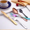 Stainless Steel Honeycomb Stableware Set Spoon Fork Knife Dinnerware Sets Cutlery Sets Gold Black Rainbow