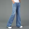 Calças de jeans de bota de bota refutada de moda de moda, roupas de jeans grandes, roupas de tamanho grande de tamanhos grandes e denim clássicos de jeans azul1