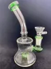 Dab oil Rig bong Thick Glass beaker Bongs Inline Perc Water Pipes 14mm Joint small recycler Bong With glass oil burner pipe dhl free