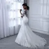 Robes de mariée sirène manches longues robes de mariée dentelle appliques grande taille 2 4 6 8 10 12 14 16 18 20 22 24