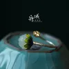 Винтажное кольцо Hetian Jade Lotus из стерлингового серебра S925 с перегородчатой ​​инкрустацией вручную 2889