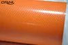 Orange 4d Carbon Fiber Vinyl bil Wrap Film för Car Hood Roof Motorcykel Decal Wrapping Folie Självhäftande med Air Release