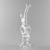 Scientific Glass Hookah Oil Rig: 10mm with Honeycomb to Donut Perc, 14mm Male Joint, Height 7 Inches