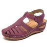ABER Woman Summer Leather Vintage Sandals Buckle Casual Sewing Women Retro Sandalias Female Ladies Platform Shoes 36-46