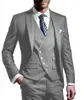 Gri 3 Parça Suit Erkekler Slim Fit Çentikli Bartlı Donanma Groomsuit Blazer Bir Düğme Örgün İş Takım Elbise Smokin Traje De Tres Piezas Para Hombres (Blazer + Yelek + Pantolon)