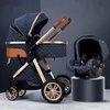 Luxus-Kinderwagen, 3-in-1-Kinderwagen, Hochformat, zusammenklappbarer Kinderwagen, Gold für Neugeborene