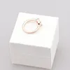 Kvinnors Gul Guldpläterad Bröllop Ring CZ Diamond Engagement Present Smycken för Pandora Sterling Silver Sparkle Ringar med Original Box