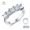 Luxury- Peacock Star Princess Cut Five Stone 1.25 CT Solid 925 Sterling Silver Bridal Bröllop Band Ring Smycken CFR8072 Y19052201